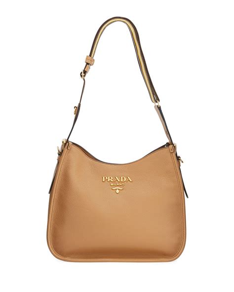 prada daino calf leather hobo bag with crossbody strap|prada hobo leather bag.